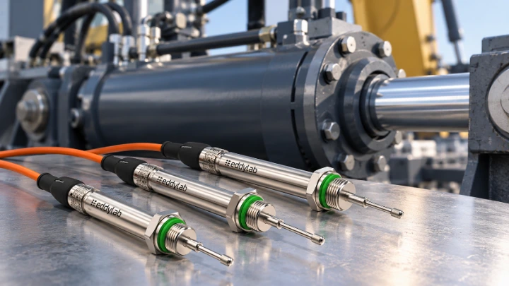 eddylab SM LVDT-verplaatsingssensor voor continue positie- en slagmeting in hydraulische cilinders